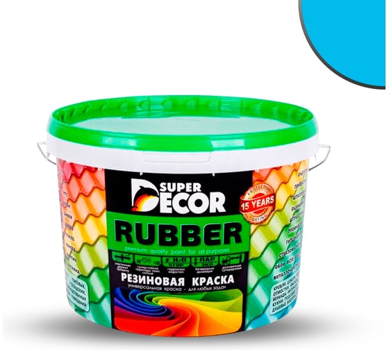 Изображение товара Резиновая краска SUPER DECOR №17 Небесный, 3 кг 4630024701414
