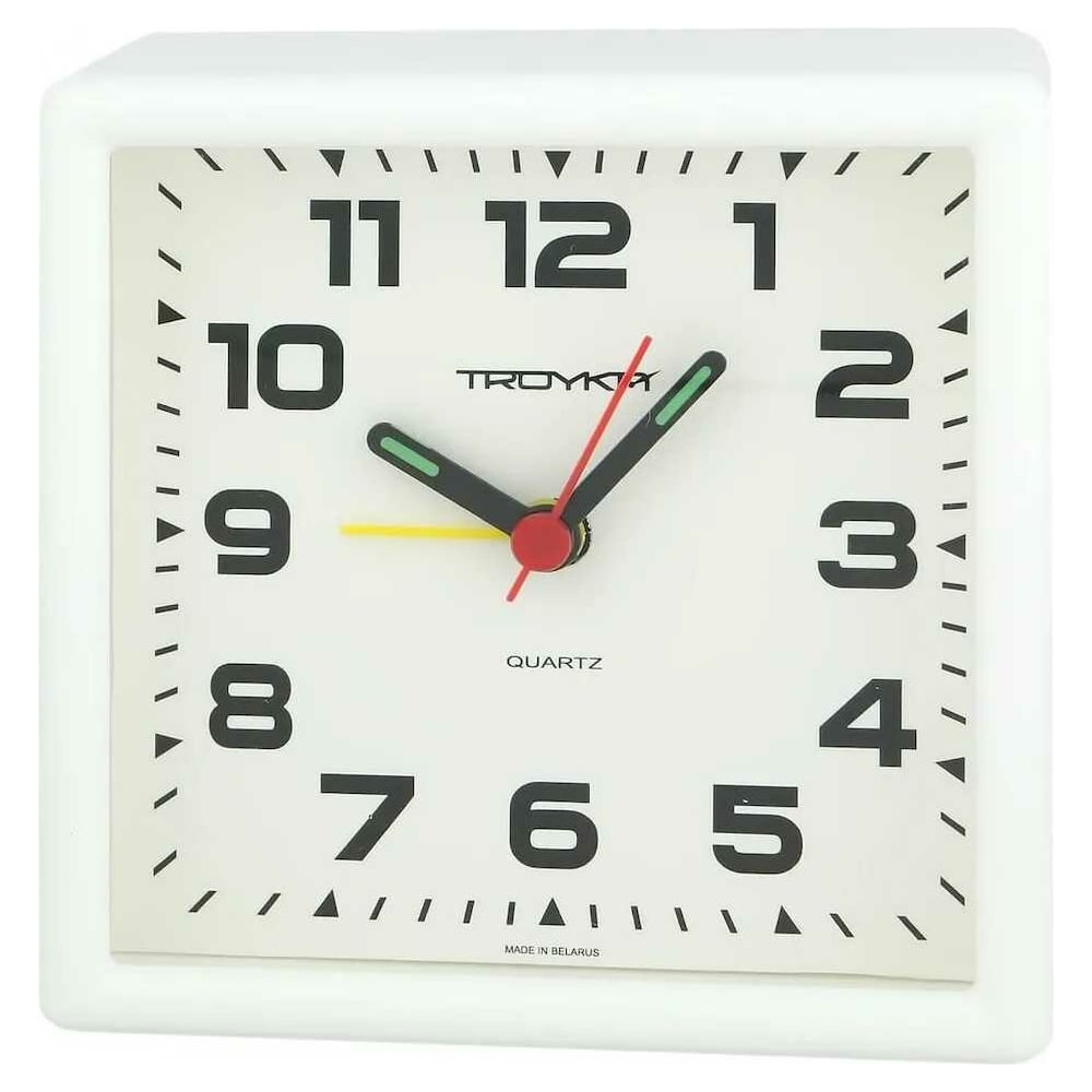 Изображение товара Будильник TROYKATIM БЭМ-08.10.801 настольные механические часы белый дискретный механизм