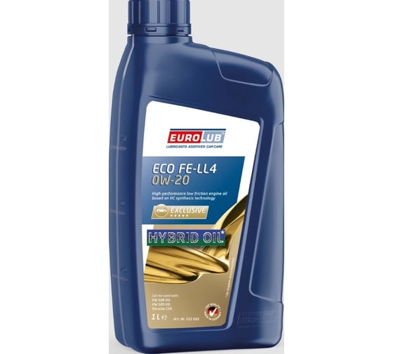 Изображение товара Моторное масло EUROLUB ECO FE-LL4 0W-20, ACEA C5, синтетическое, 1 л 215001