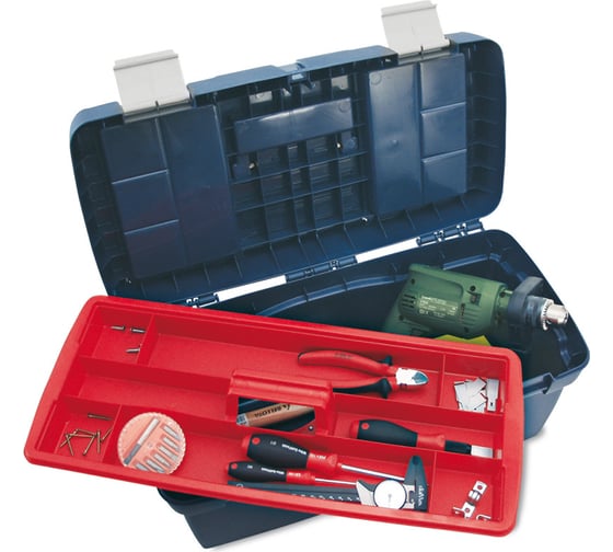 Изображение товара Ящик для инструмента Tayg №17 синий, лоток, 2 органайзера, метал. замки, 580x290x290 мм 117008