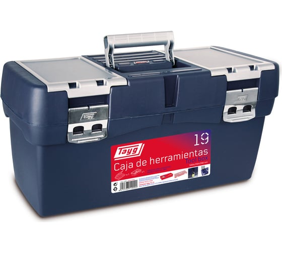 Изображение товара Ящик для инструмента Tayg №19 синий, глубокий лоток, футляр, 2 органайзера, мет. замки, 580x290x290 мм 119002