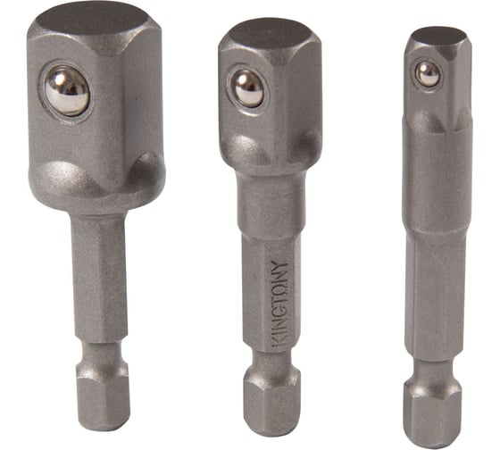 Изображение товара Набор переходников 3 шт (переход с HEX 1/4" на 1/2" DR; 1/4" DR; 3/8" DR) KING TONY 9103PR