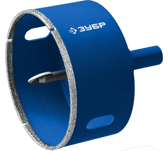 Изображение товара Алмазная коронка с центрирующим сверлом по керамике и стеклу ЗУБР Профессионал Р60, трехгранный хвостовик, 102 мм, для дрели 29850-102