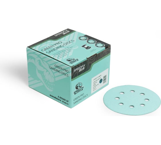 Изображение товара Диск шлифовальный на бумажной основе 136 Green ALO Р320 (100 шт; 125 мм; 8 отверстий) SANDWOX 136.125.320.08