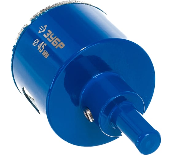 Изображение товара Алмазная коронка с центрирующим сверлом по керамике и стеклу ЗУБР Профессионал Р60, трехгранный хвостовик, 45 мм, для дрели 29850-45