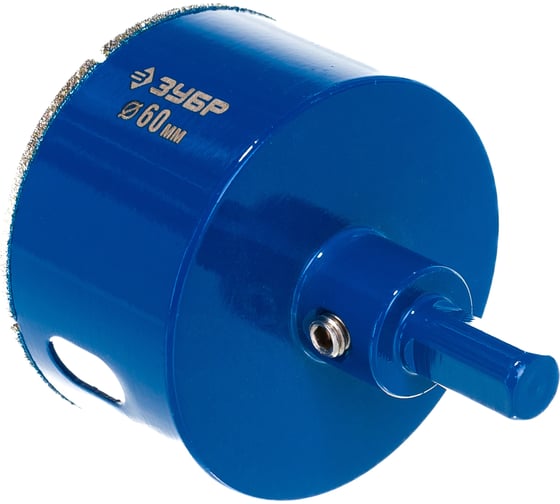 Изображение товара Алмазная коронка с центрирующим сверлом по керамике и стеклу ЗУБР Профессионал Р60, трехгранный хвостовик, 60 мм, для дрели 29850-60