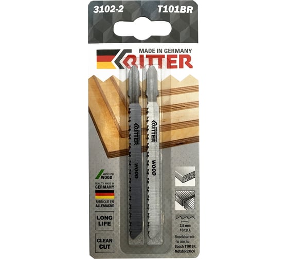 Изображение товара Пилки для лобзиков по дереву Eco Т101BR CrV, 100х75 мм, шаг 2.5 мм/10TPi, 2 шт RITTER PS17141012
