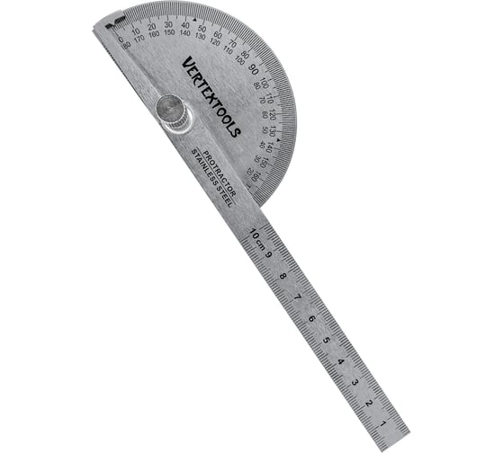 Изображение товара Транспортир с линейкой vertextools 90x150мм 3040-90-150