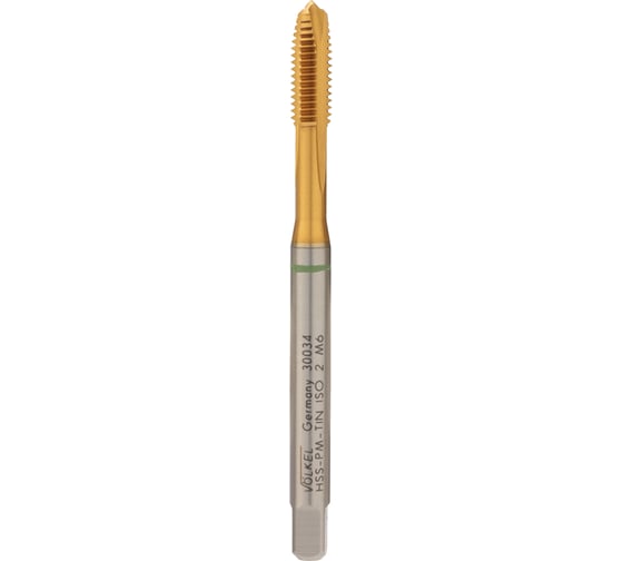 Изображение товара Машинный метчик VOELKEL М 6, шаг 1,0, HSSE-PM TiN DIN371 V30034