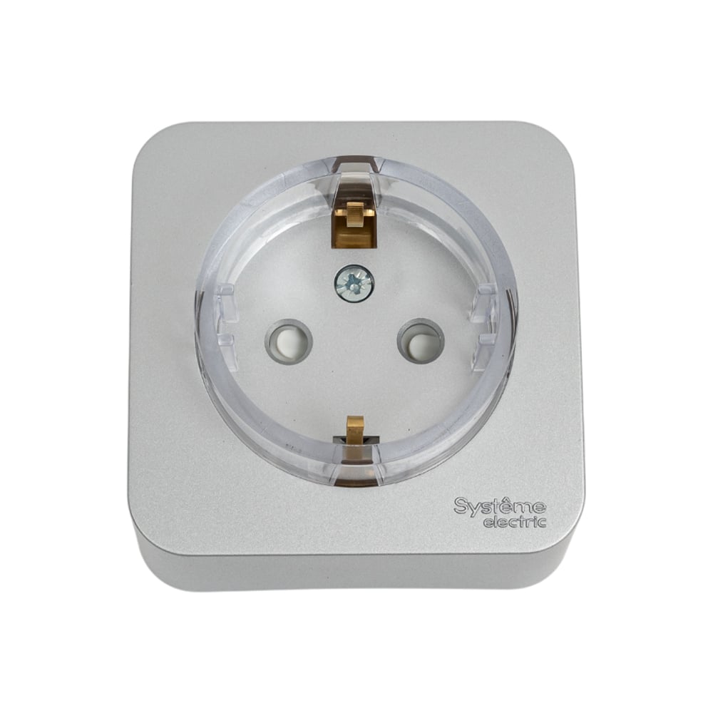 Изображение товара Розетка SYSTEME ELECTRIC Blanca с заземлением, шторками, 16А, 250В, алюминий