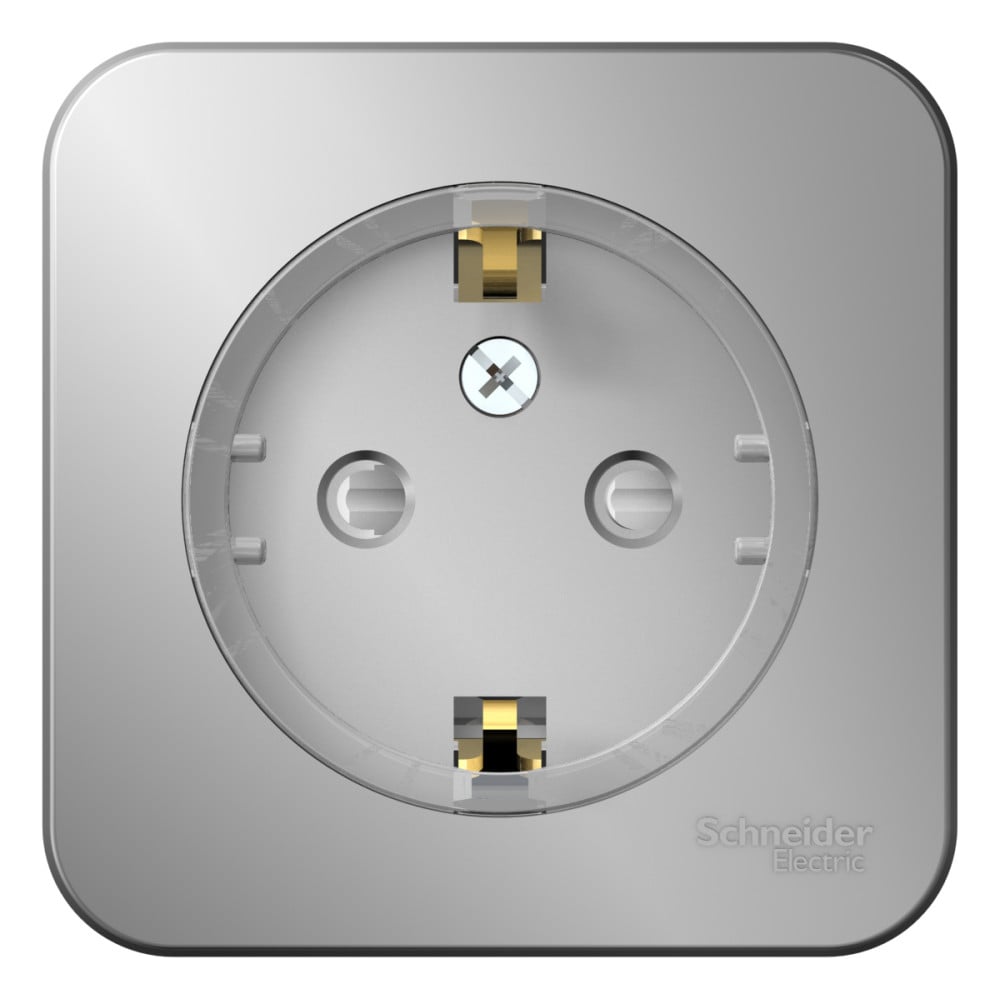 Изображение товара Розетка SYSTEME ELECTRIC Blanca с заземлением, шторками, 16А, 250В, алюминий