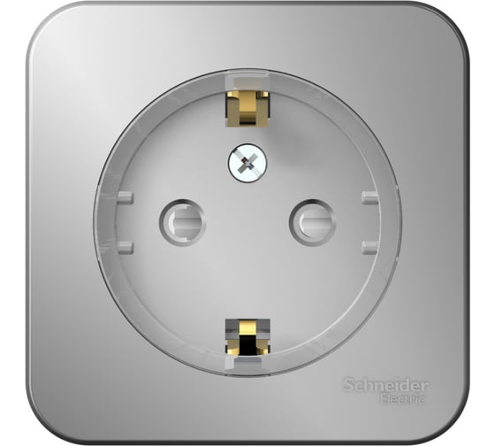 Изображение товара Розетка Systeme Electric Blanca о/у, с заземлением, со шторками, (компакт) изол.пл, 16а, 250в, алюминий BLNRA111113