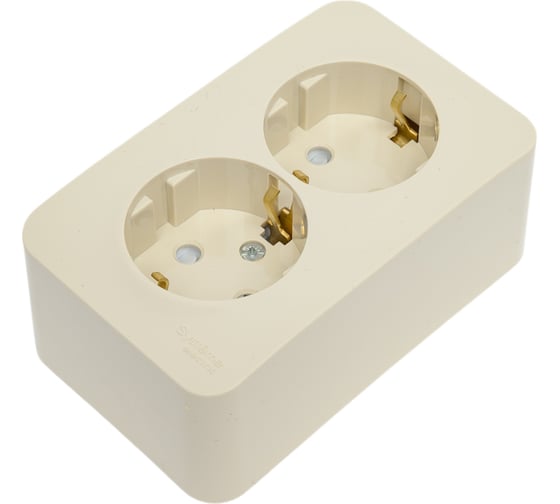 Изображение товара Розетка Systeme Electric Blanca о/у, двойная, с заземлением, со шт., изол.пл., 16а, 250в, бежевый BLNRA011217