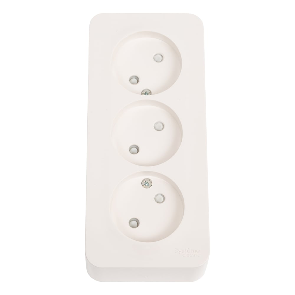 Изображение товара Розетка Systeme Electric Blanca, 3-х местная, молочная, накладная, 16A, 250V
