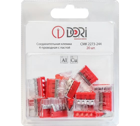 Изображение товара Соединительная 4-проводная клемма DORI CMK 2273-244 с пастой (20 шт.) 47148