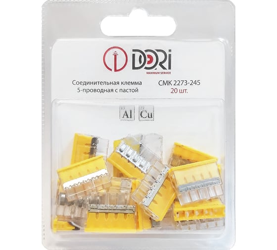 Изображение товара Соединительная 5-проводная клемма DORI CMK 2273-245 с пастой (20 шт.) 47155