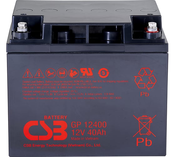 Изображение товара Аккумулятор для ИБП CSB GP12400 I 12В, 40 Ач УТ-00001358