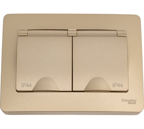 Изображение товара Розетка Systeme Electric Blanca с/у, ip44 двойная, с заземлением, со шторками, с крышками, 16а, 250в, титан BLNRS441124