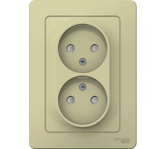 Изображение товара Розетка Systeme Electric Blanca с/у, двойная, без заземления, со шторками, 16а, 250в, бежевый BLNRS000127