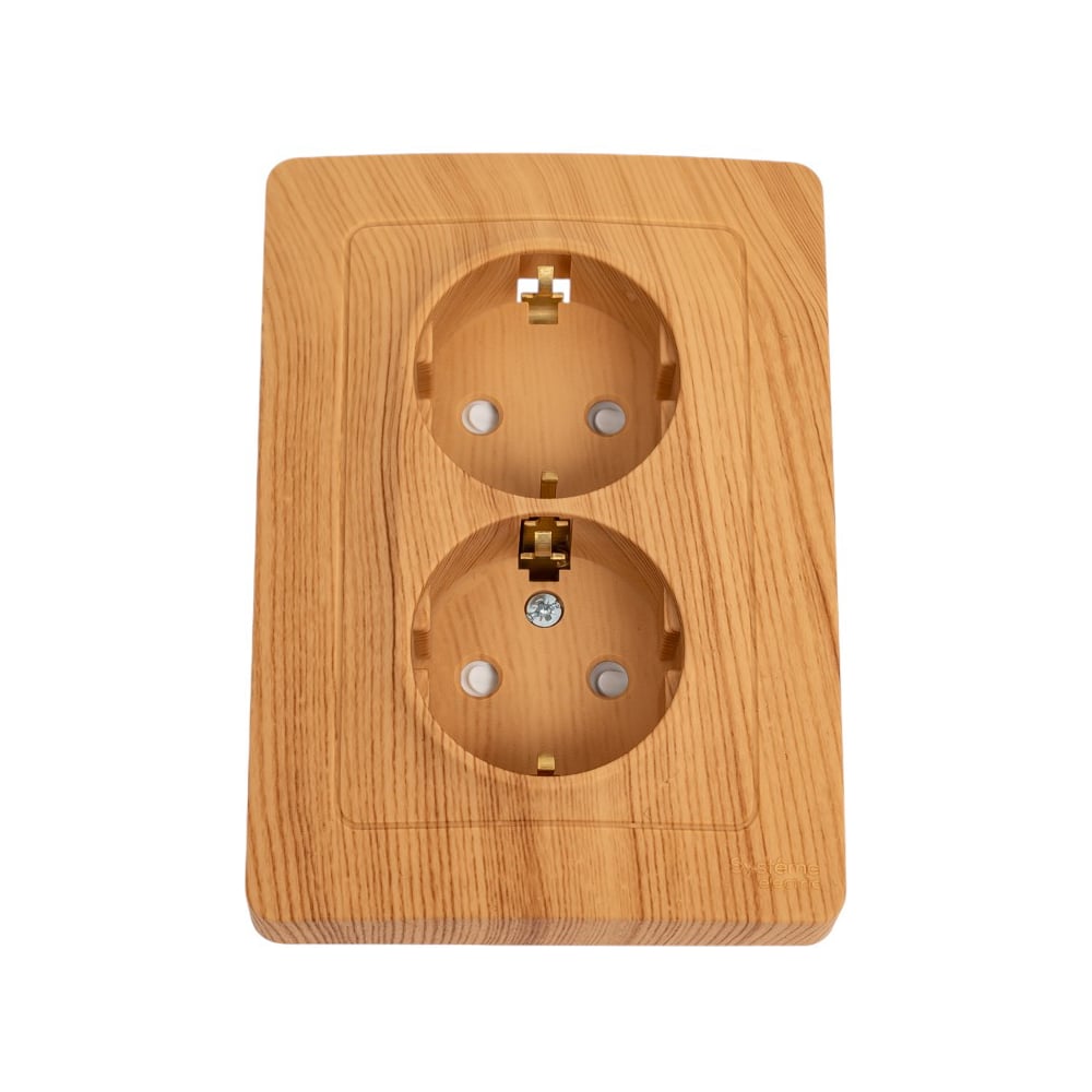 Изображение товара Двойная розетка Systeme Electric Blanca с заземлением и шторками