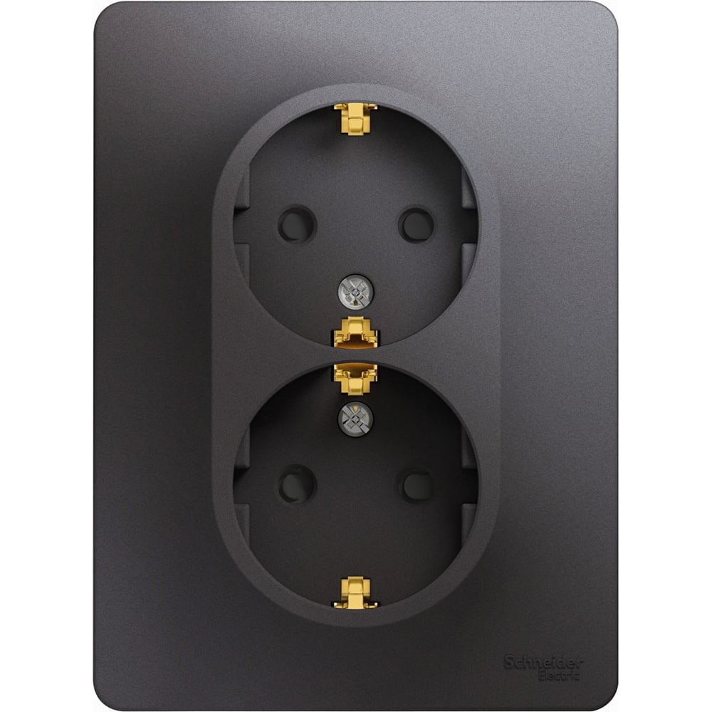 Изображение товара Розетка Systeme Electric Glossa двойная с заземлением и шторками 16А 250В графит