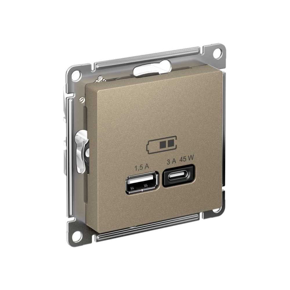 Изображение товара USB розетка Atlasdesign 45W с USB Type C и быстрой зарядкой