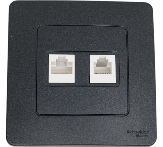 Изображение товара Двойная розетка: компьютерная rj45, кат.5e + телефонная rj11 Systeme Electric Blanca с/у, антрацит BLNIS045116