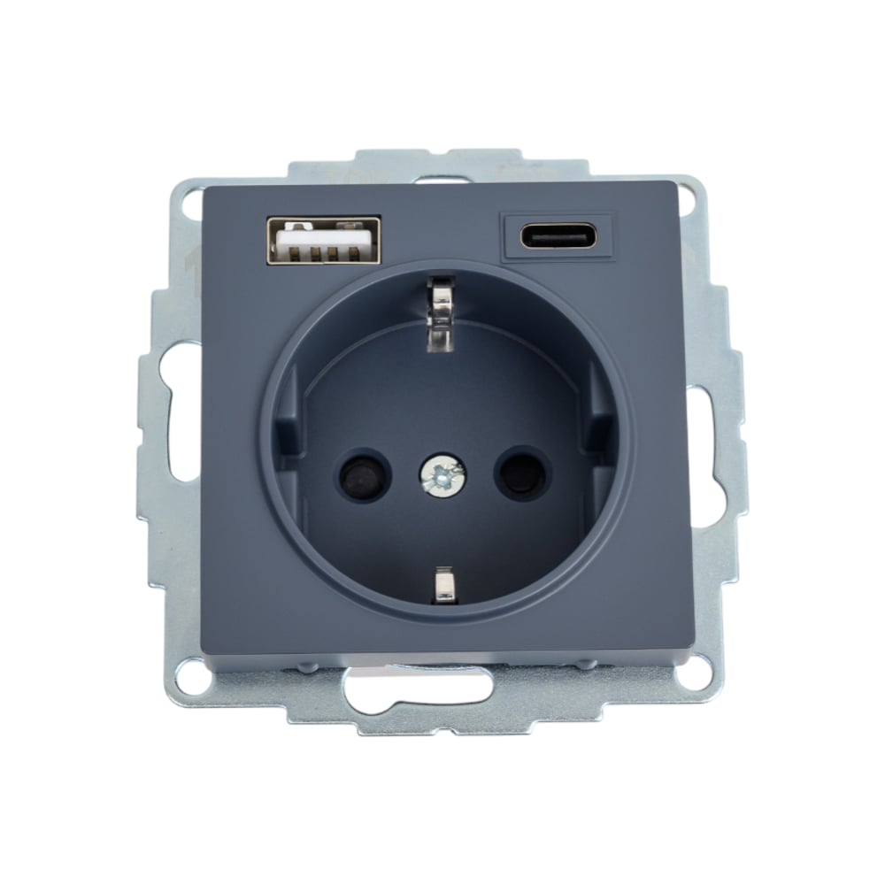 Изображение товара Розетка Systeme Electric Atlasdesign с 2 USB-портами, 16А, механизма, грифель