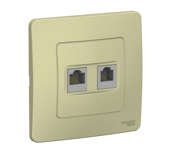 Изображение товара Двойная розетка: компьютерная rj45, кат.5e + телефонная rj11 Systeme Electric Blanca с/у, бежевый BLNIS045117