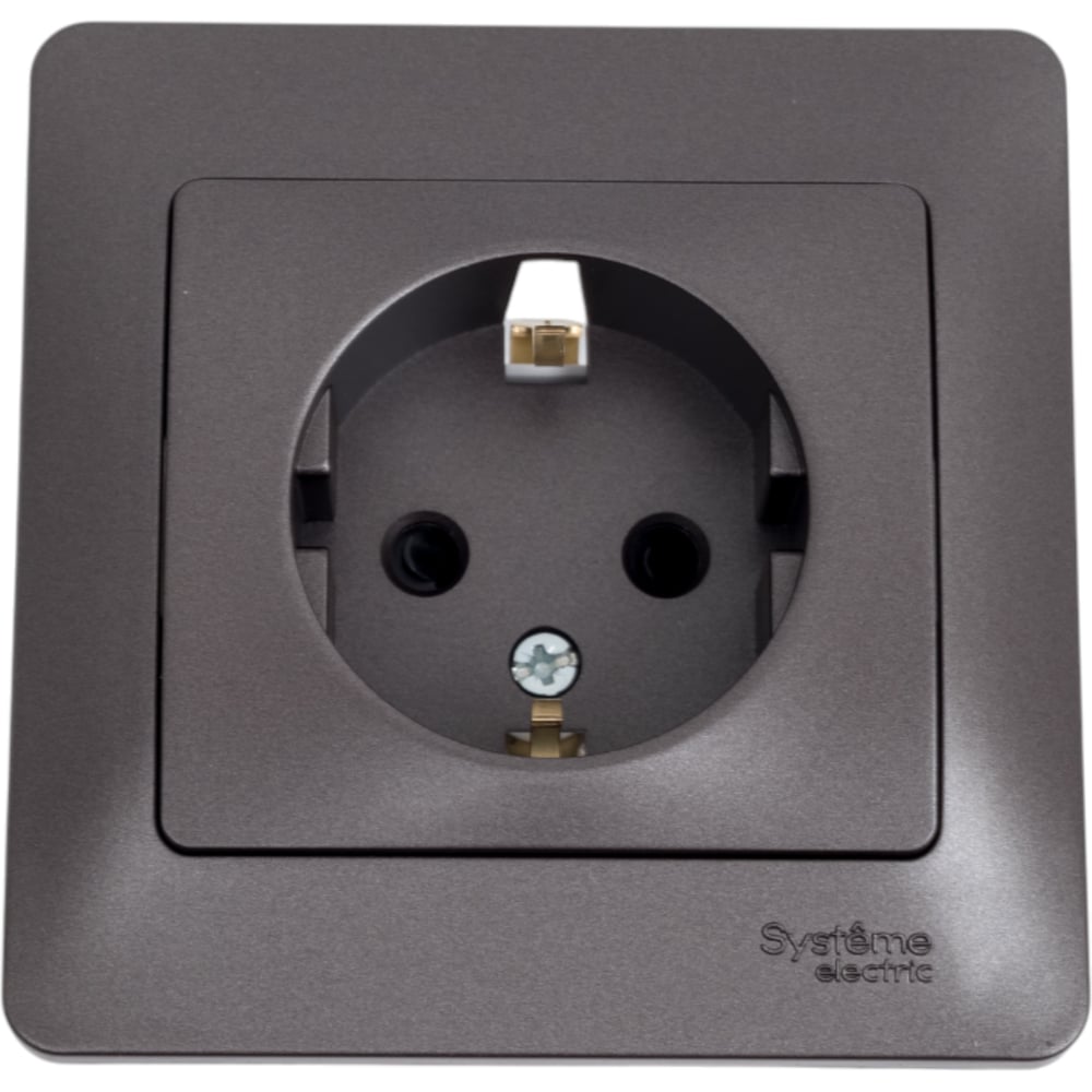 Изображение товара Розетка Systeme Electric Glossa с заземлением 16A 250V графит GSL001344