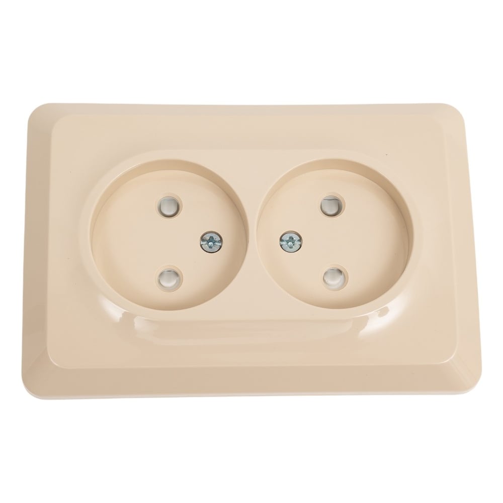 Изображение товара Розетка Systeme Electric этюд с/у, двойная, без заземления, со штороками 16а 250b, кремовый, россия PC16-106K