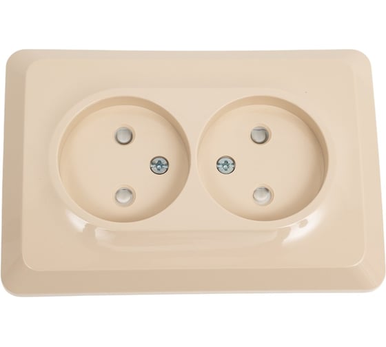 Изображение товара Розетка Systeme Electric этюд с/у, двойная, без заземления, со штороками 16а 250b, кремовый, россия PC16-106K