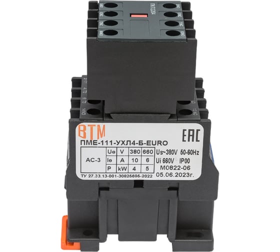 Изображение товара Пускатель ВТМ (S) ПМЕ-111-10А-380АС-(3з+2р)-УХЛ4-Б-EURO ВТМ00073839