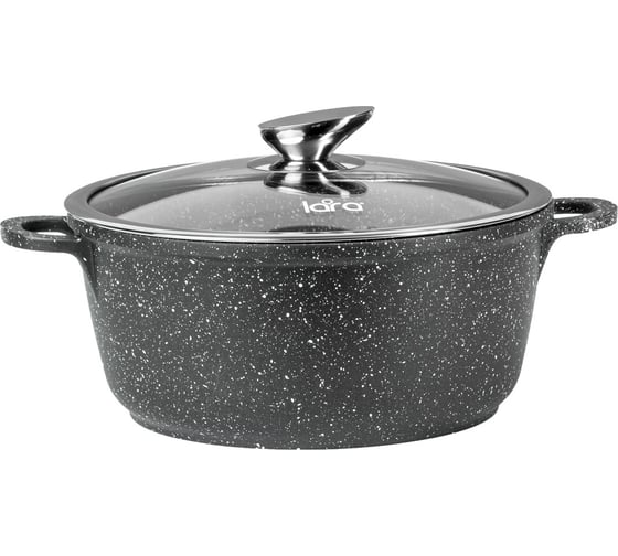 Изображение товара Кастрюля Lara серия Rio 30 см, 7.3 л, мрамор, капсулированное индукционное дно, крышка LR02-207