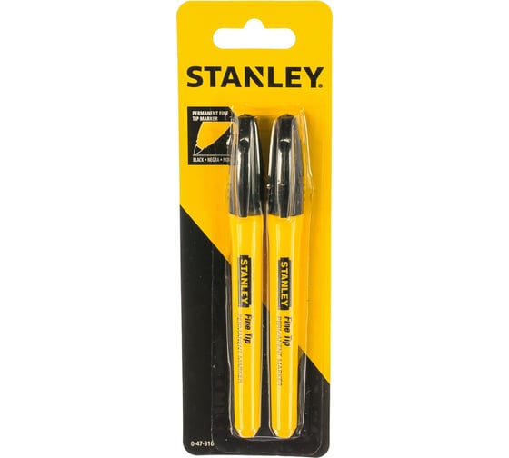 Изображение товара Набор маркеров с заостренным наконечником, черный 2 шт Stanley 0-47-316
