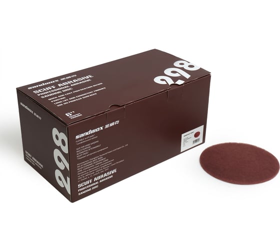Изображение товара Диск шлифовальный на нетканой основе 298 Premium Scuff 150 мм, FINE, красный, Р360, 50 шт SANDWOX 298.150.360