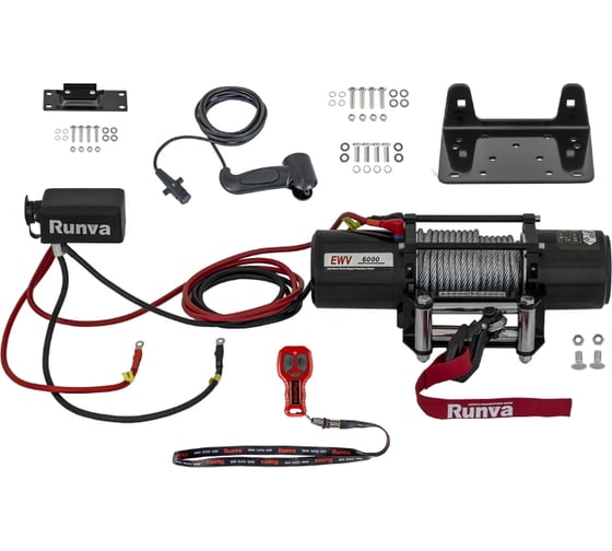 Изображение товара Электрическая лебёдка Runva 12V 6000 lbs 2722 кг стальной трос EWV6000S