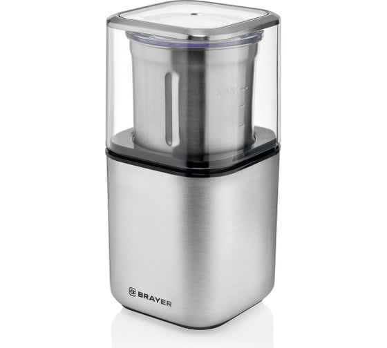 Изображение товара Кофемолка BRAYER 2 ножа для мягких и твердых продуктов, 70 г, 200 Вт, нержавеющая сталь BR1180