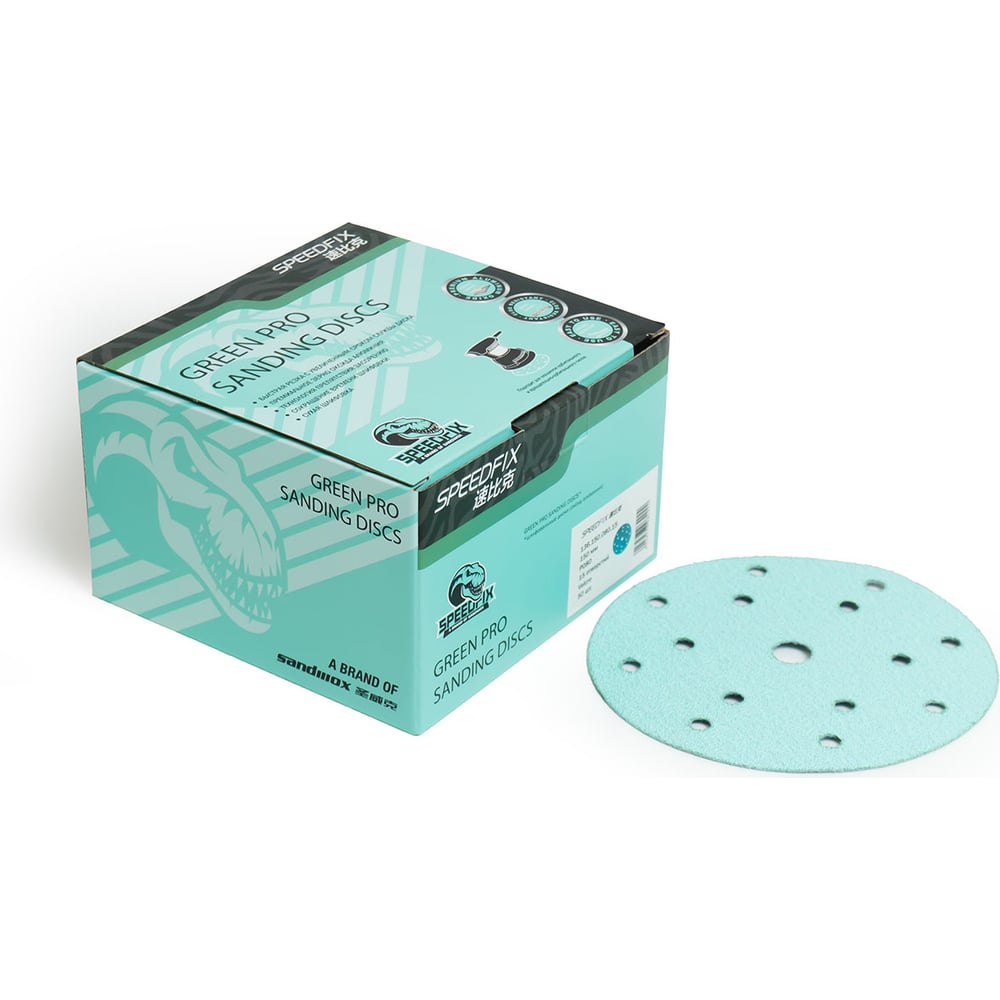 Изображение товара Диск шлифовальный на бумажной основе 150 мм 15 отверстий SANDWOX R500, 100 шт