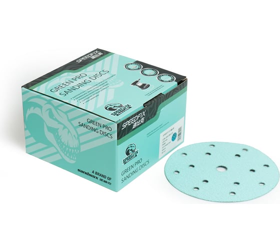 Изображение товара Диск шлифовальный на бумажной основе 136 Green ALO Р240 (150 мм, 15 отверстий, 100 шт) SANDWOX 136.150.240.15