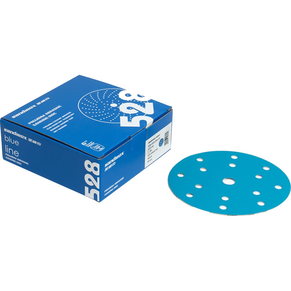 Изображение товара Диск шлифовальный на бумажной основе 528 Blue Ceramic Р80 150 мм 50 шт