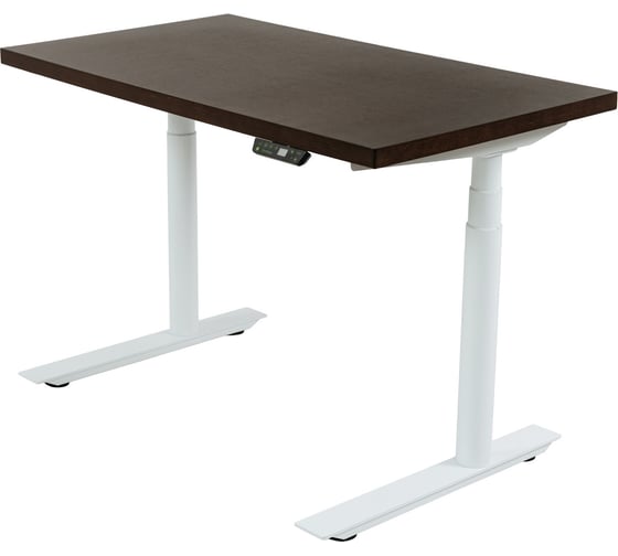 Изображение товара Стол с регулировкой высоты StolStoya ТИТАН Design рама белая, столешница МДФ, шпон, венге, 140x70 SE221DWV14070