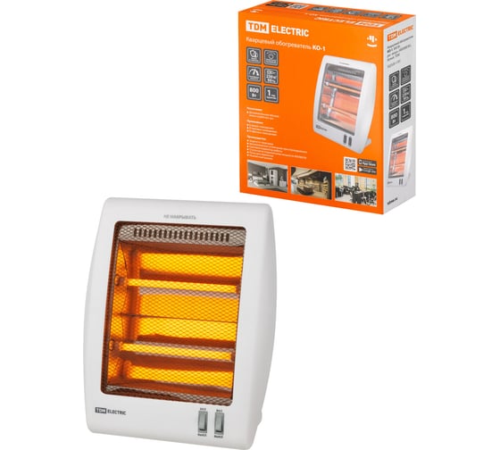 Изображение товара Кварцевый обогреватель TDM ELECTRIC ко-1, 800 вт, регулировка мощности (400/800 вт), белый, SQ2520-1701
