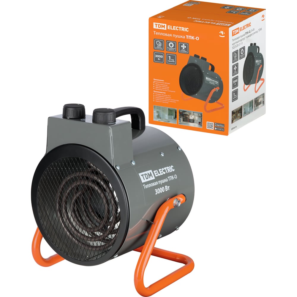 Изображение товара Тепловая пушка TDM тпк-о 3 кВт круглый корпус терморегулятор модель SQ2520-0110