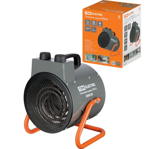 Изображение товара Тепловая пушка TDM ELECTRIC тпк-о, 3 квт, круглый корпус, терморегулятор, SQ2520-0110