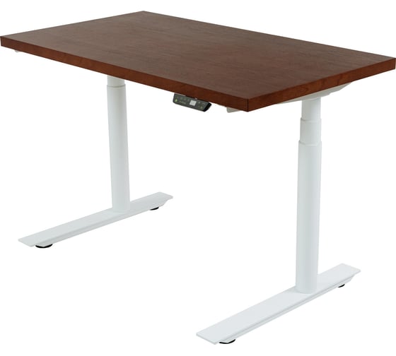 Изображение товара Стол с регулировкой высоты StolStoya ТИТАН Design рама белая, столешница МДФ, шпон, красное дерево, 160x80 SE221DWKD16080