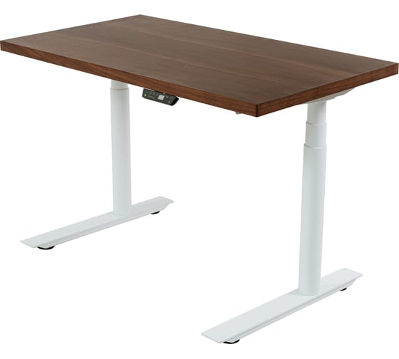Изображение товара Стол с регулировкой высоты StolStoya ТИТАН Design рама белая, столешница МДФ, шпон, американский орех, 160x80 SE221DWAO16080