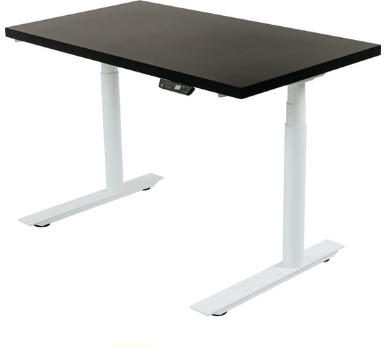 Изображение товара Стол с регулировкой высоты StolStoya ТИТАН Design рама белая, столешница МДФ, эмаль черная, 160x80 SE221DWB16080