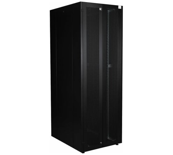 Изображение товара Напольный шкаф DATAREX 19 дюймов 42u 800x1200 2-я передняя дверь перфорированная, 2-я задняя дверь перфорированная, черный DR-759561