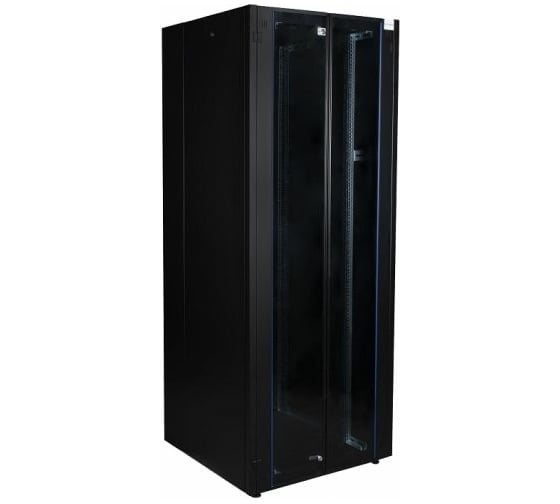 Изображение товара Напольный шкаф DATAREX 19 дюймов 42u 800x1000 2-я передняя дверь стекло, 2-я задняя дверь металл, черный DR-738541